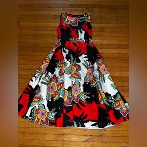 Floral dress yishiqi maxi a-line retro 70s vibe brocade xl